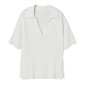 H&M White Ribbed Top Size Medium